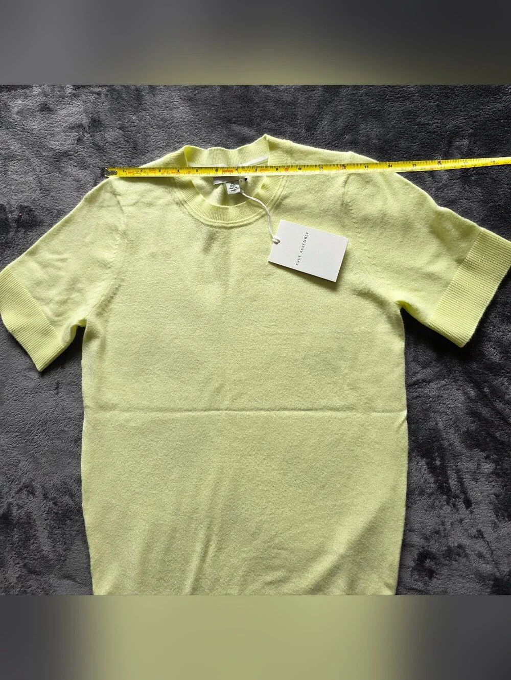 Free Assembly Women's Viscose Cozy Yarn Shrunken Sweater Tee with Short Sleeves - Picture 9 of 10